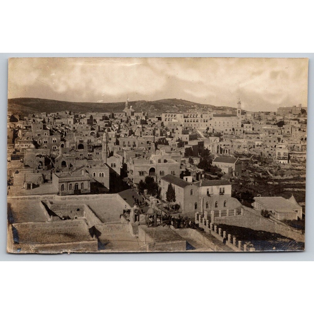 RPPC Bethlehem Postcard No 44 General View Palestine Holy Land Vintage TRIMMED